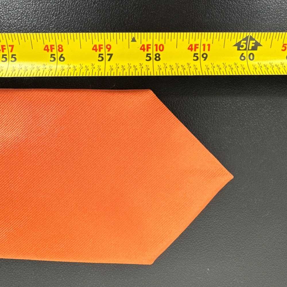 Brooks Brothers Makers Orange Silk Repp Tie Made in USA English Fabric 3.75 W - Picture 5 of 6